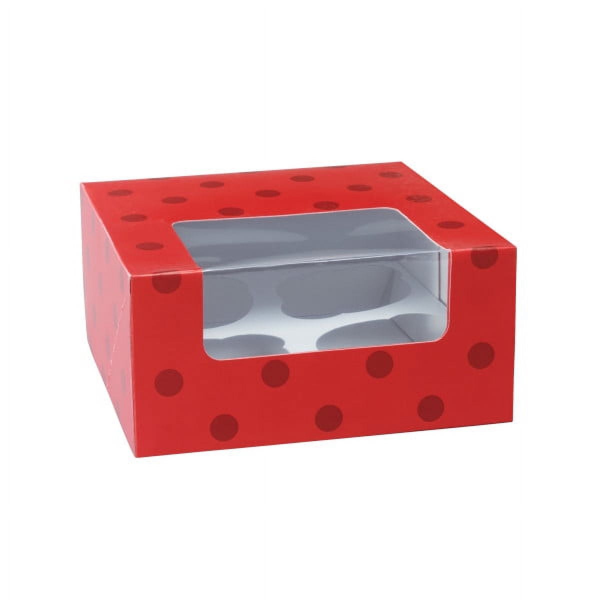 Cake Delivery Box 4ct Cupcake Red w/ Dots (6 boxes)
