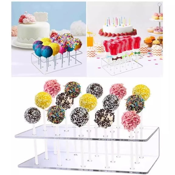 Cake Display Stand, Acrylic Clear Cake Pop Stand Lollipop Display Holder - Square Candy Decorative Transparent Rack - Dessert Tables Weddings Baby Showers Birthday Parties