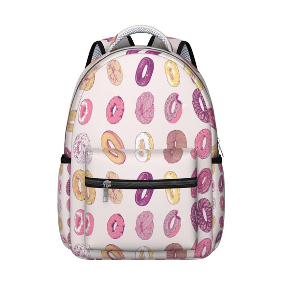 Cake Donut Students Backpack Dessert Colorful Funny Cute Candy School Bag with Doughnut Foodie Sweet Donut Design, Lightweight and Wear-Resistant