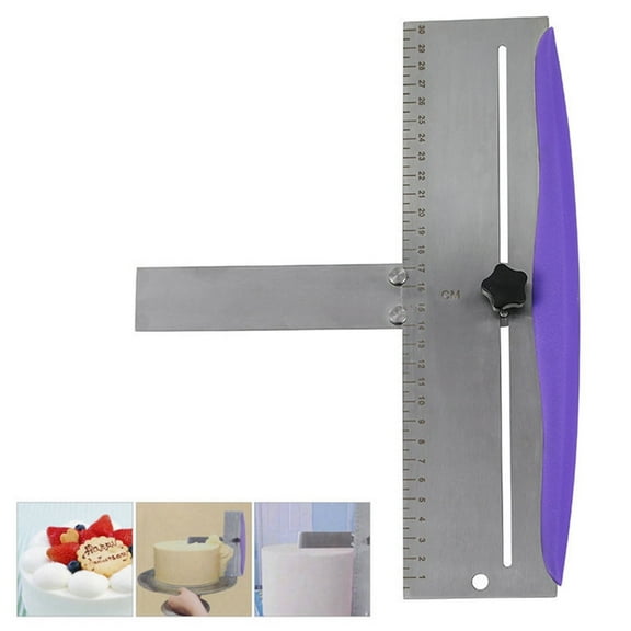 Cake Embosser,Cake Scraper Adjustable Height Easy To Assemble Stainless Manual Smoother Scraper Baking Tool Kitchen Gadget