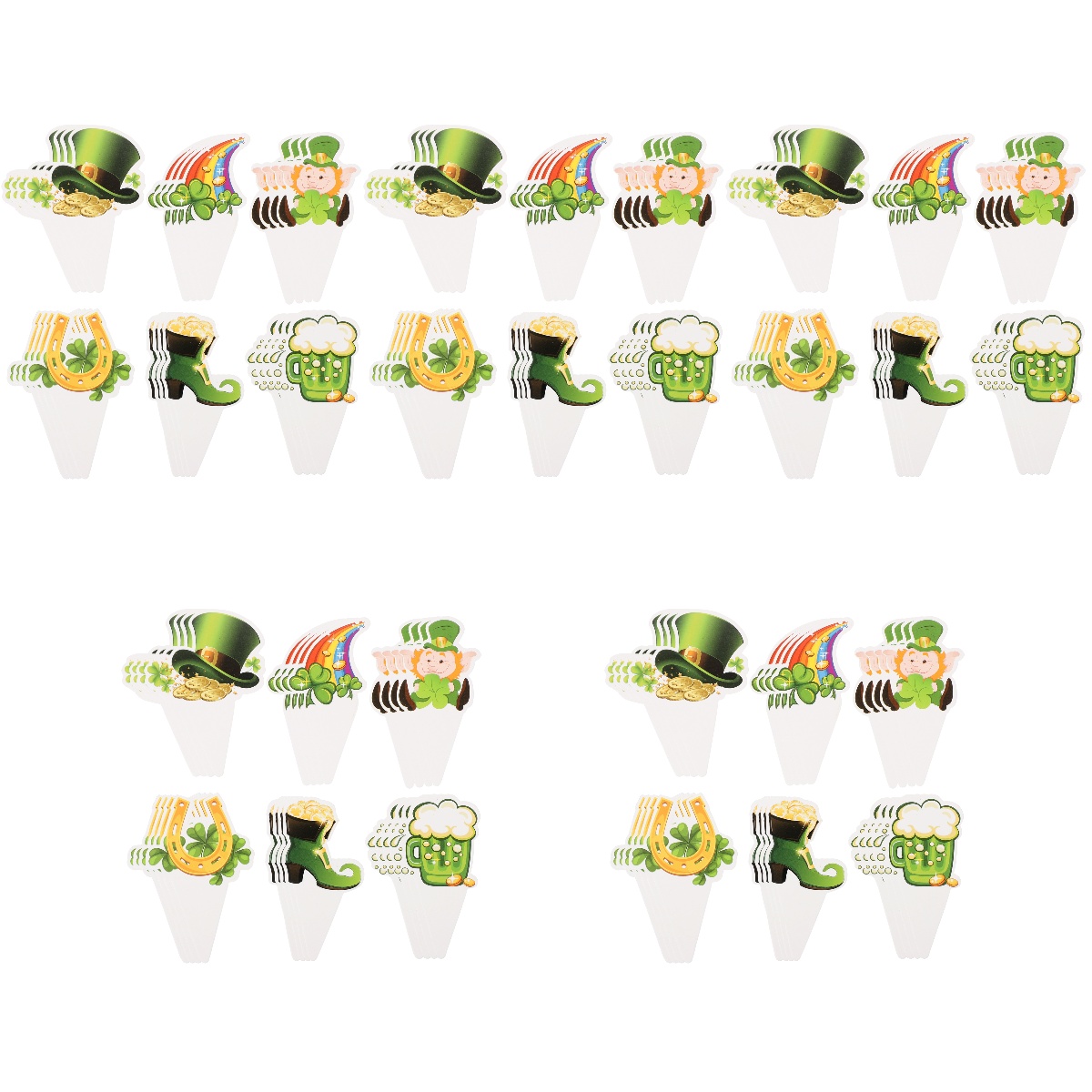 Cake Flags Shamrock Cupcake Decor Dessert Topper Plastic Irish Toppers Food Decorate 120 Pcs