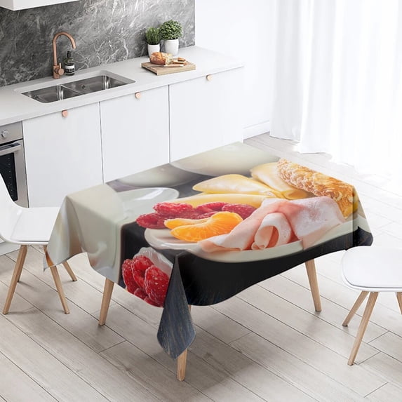 Cake Gourmet Printed Tablecloth Birthday Decoration Kitchen Table Stain Resistant Waterproof Home Decor