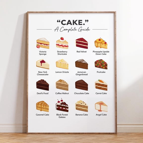 Cake Guide Poster, Unframed Paper Poster 8x10in