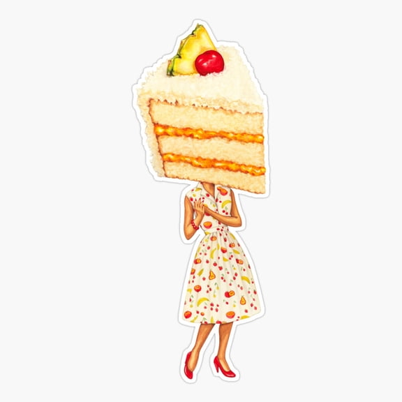 Cake Head Pin-Up: Tropical Fruit Er, Phone Decal Water Bottle Stickers Car Decals, Funny Birthday Gift