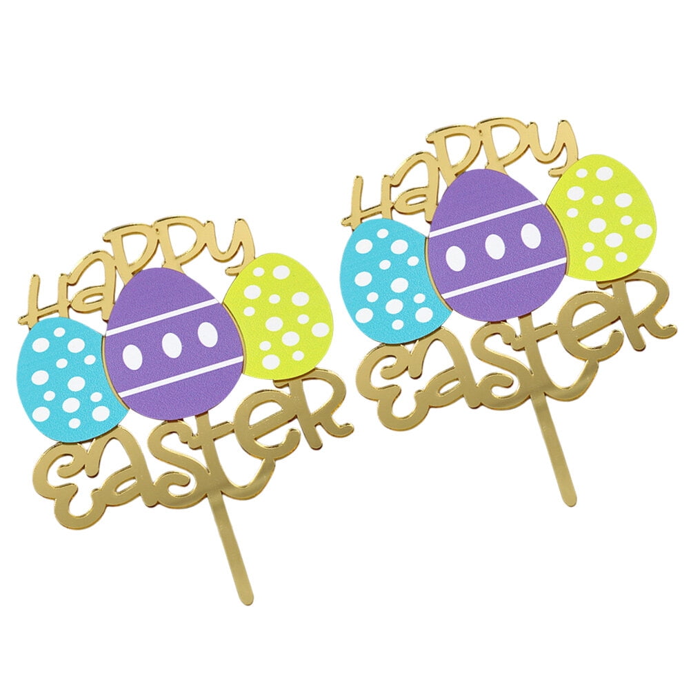 Cake Insert 2 Pcs Easter Topper Decoration Cupcake Decorate Dessert Rabbit Egg Ornaments Acrylic