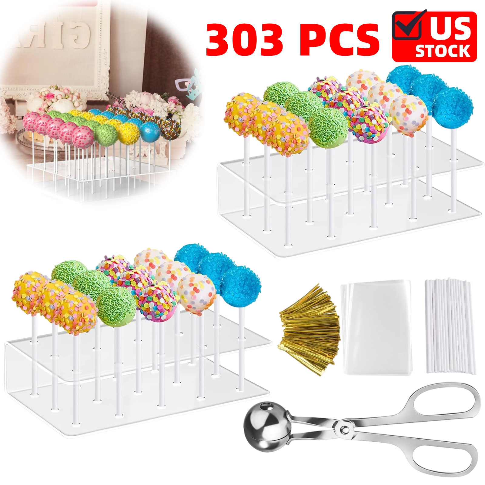Cake Cart Pop Rocks Cake Kit Cake Pop Display Stand Set- Includes Mold, Stand, Bags ...