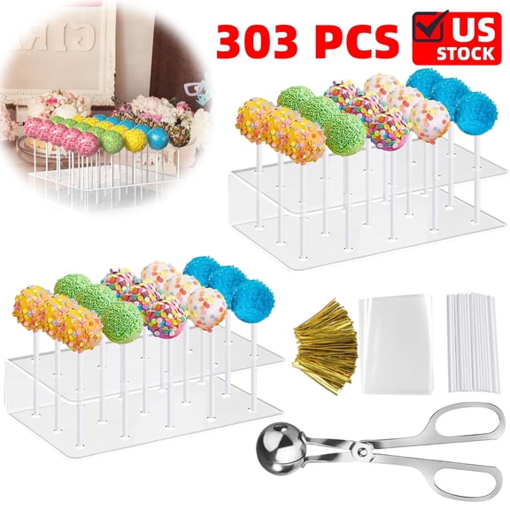 Cake Kit Cake Pop Display Stand Set- Includes Mold, Stand, Bags, Lollipop Sticks and Metal Ties 303PCS