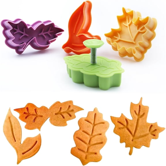 Cake Leaves Baking Pie Crust Cutters Set of 4 Random Color