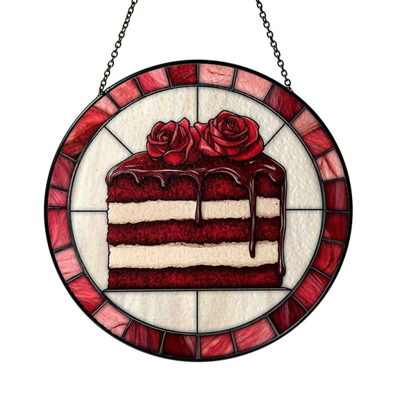 Cake Lover Bakery Design Stained Glass Style Window Suncatcher Decor, Whimsical Baking Inspired Gift