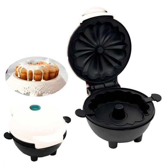 Cake Maker Lava Cake Maker Mini Donut Maker Waffle Maker Pancakes Maker Machine for Breakfast, Snacks, Desserts Non-stick Surface, Cake Machine, Double-sided Heating, White A101