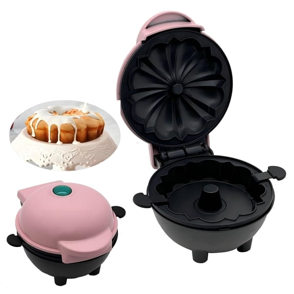 Cake Maker Lava Cake Maker Mini Donut Maker Waffle Maker Pancakes Maker Machine for Breakfast, Snacks, Desserts Non-stick Surface, Cake Machine, Double-sided Heating, Pink Y101