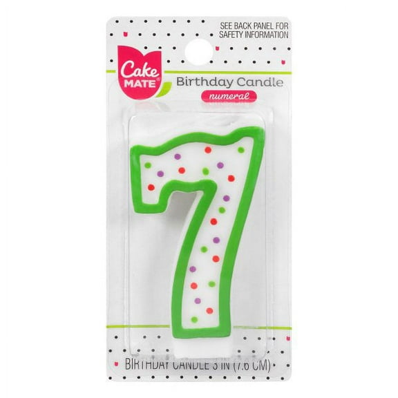 Cake Mate 7 Numeral Multi-color Birthday Candle, 3.5"