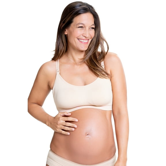 Cake Maternity Cotton Candy Wirefree Nursing Bra for Breastfeeding, Seamless Maternity Sleep Bra, Beige, Medium