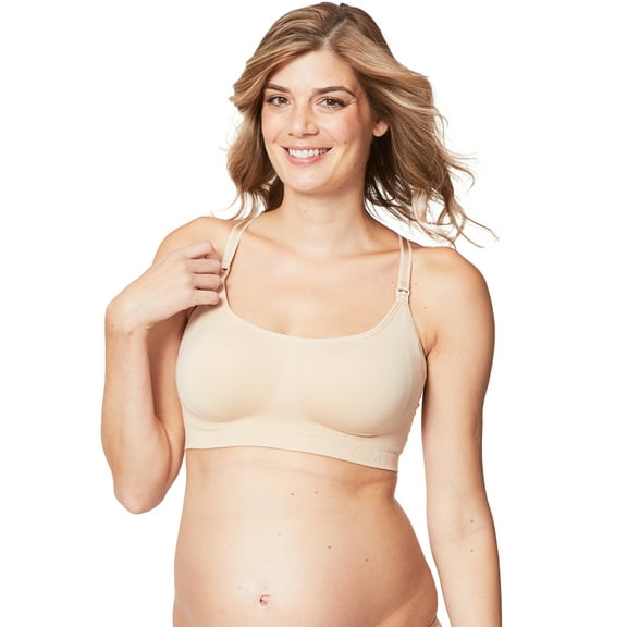 Cake Maternity Cotton Candy Wirefree Nursing Bra for Breastfeeding, Seamless Maternity Sleep Bra, Beige, Small