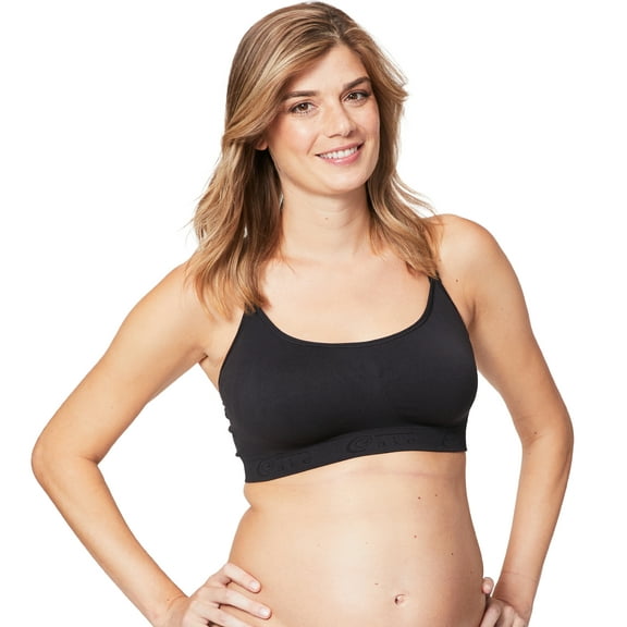 Cake Maternity Cotton Candy Wirefree Nursing Bra for Breastfeeding, Seamless Maternity Sleep Bra, Black, Medium