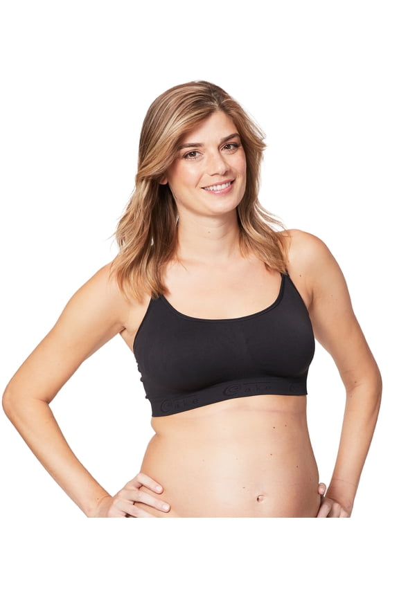 Cotton Candy Wirefree Nursing Bra for Breastfeeding, Seamless Maternity Sleep Bra, Black, Medium