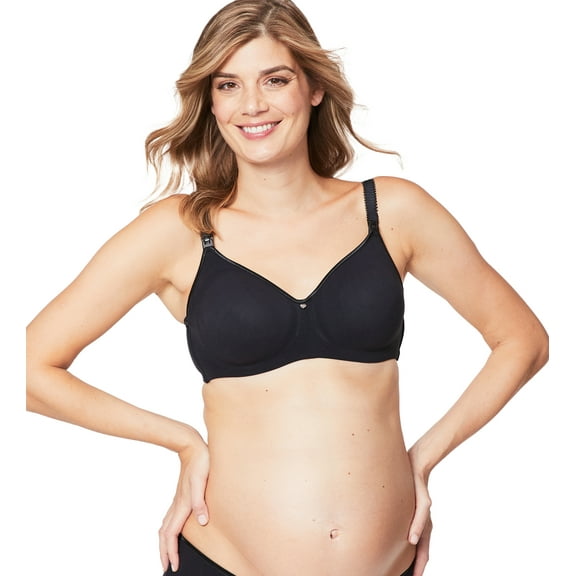 Cake Maternity Croissant Soft Wire Nursing Bra for Breastfeeding, Full Cup Flexi Wire Supportive Maternity Bra, 38E UK/ 38F US, Black