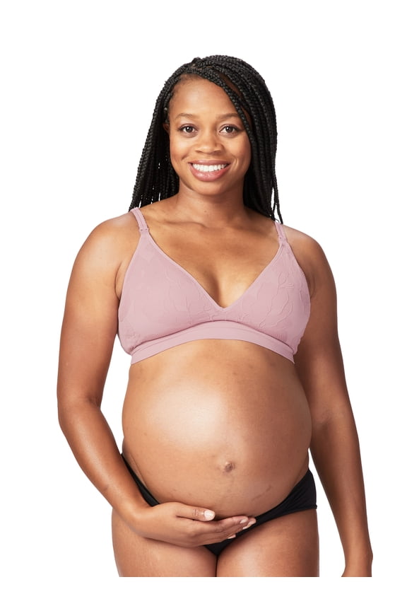 Freckles Recycled Wire Free Nursing Bra for Breastfeeding, Wireless Maternity Bra (for B-E Cups), Mauve, Small