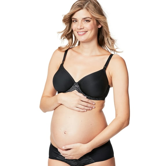 Cake Maternity Waffles Flexi Wire Nursing Bra for Breastfeeding, Supportive Pregnancy Maternity Bra, Black, 34E UK/ 34F US