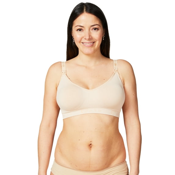 Cake Maternity Women's Maternity and Nursing Rock Candy Luxury Seamless Contour Bra (with removable pads), Beige, Large