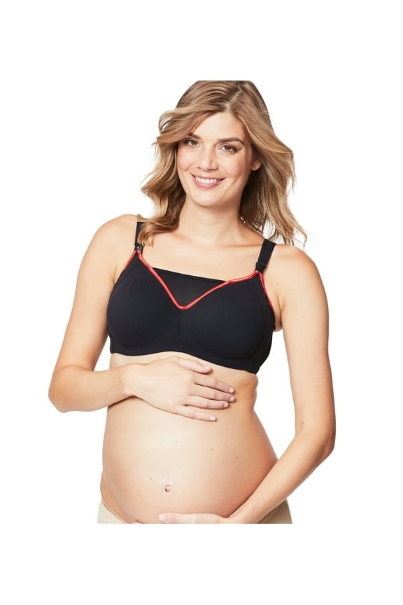 Zest Nursing Sports Bra for Breastfeeding, Sports Maternity Bra, Black, 36D UK / 36D US
