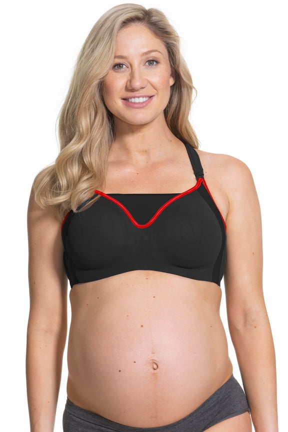 Zest Nursing Sports Bra for Breastfeeding, Sports Maternity Bra, Black, 38DD UK / 38E US