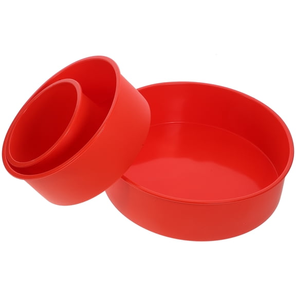 Cake Mold 3 Pcs DIY Mousse Molds Chocolate Baking Pans Roasting Tray Red Silica