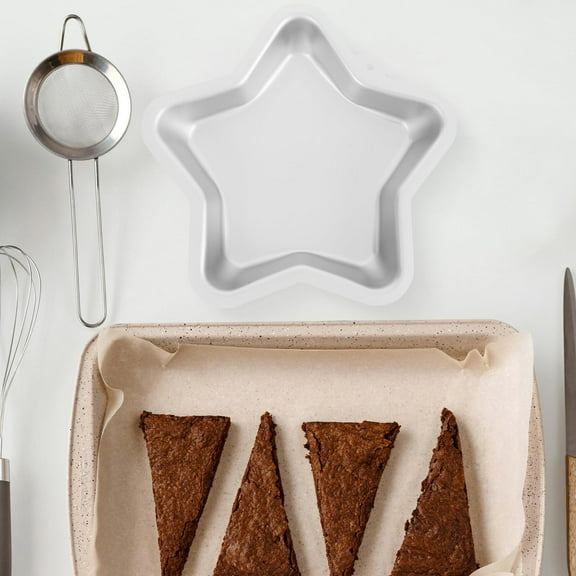 Cake Mould for Celebration Events Aluminum Nonstick Bakeware 9 Inch Five Pointed Star Shaped Pan for Baking Creativity in Birthday Anniversary Wedding Party,9.45 in,Silver