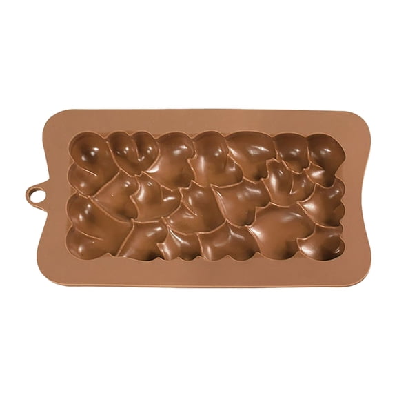 Cake Mould for Chocolates Silicones Textures & Heart Bar Candy for Easy Release Home Festival DIY Chocolate Bars Valentines Day Party Dessert Tool, 18.8x10.1cm, Brown