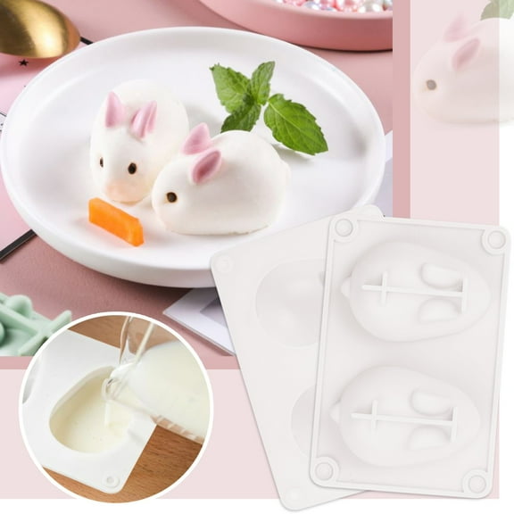 Cake Mould,DIY Rabbit Shape Cake Baking Tool Mould Baking Tray Silicone Bunny Mould Silicone Baking Mould For Candy Easter Mould