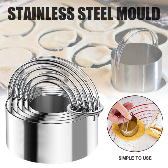 Cake Mould Stainless Steel Round Baking Set with 5 Pcs Handle for Cookies