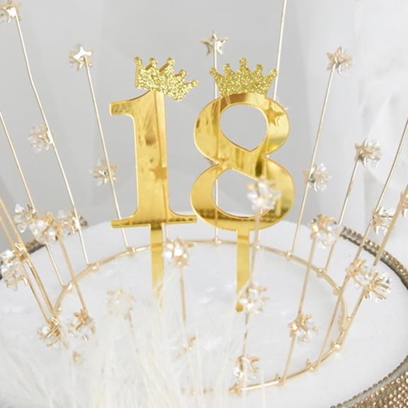 Cake Number Decoration 10 Pcs Decorative Picks Gold Celebration Fun Ornaments Birthday Cakes Acrylic Paper