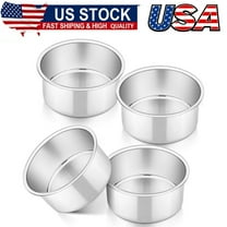 Cake Pan Set of 4, Baking Round Cake Pans Tins Bakeware for Birthday Wedding, Leak-proof & Easy Clean, Mirror Finish & Easy Releasing, 4 Inch