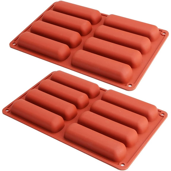 Cake Pan Silicone Eclair Mold, 2-Pack Finger Shaped Molds Cylinder Silicone Trays for Baking, Soap, Resin, Chocolate Bar