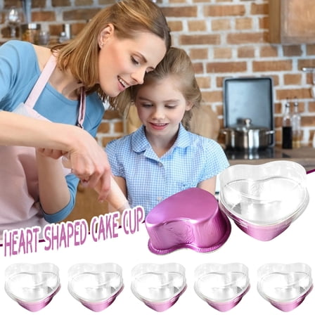 Cake Pan,Valentine's Day Couple Diy Baking Cake Heart Shaped Cake Cup (With Lid)