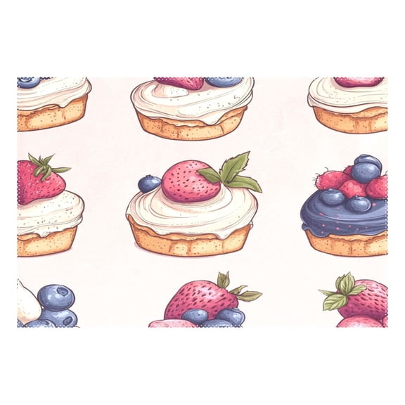 Cake Pattern 12x18in Heat-Resistant Non-Slip Place Mat, Durable and Wrinkle-Resistant