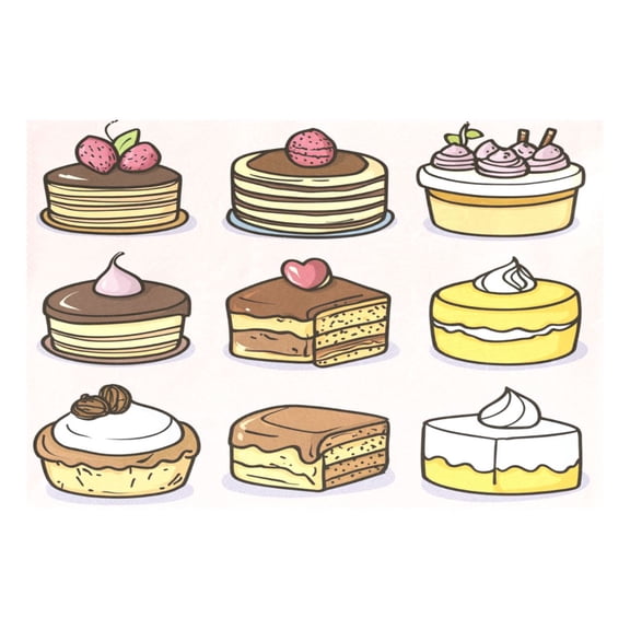 Cake Pattern Design 12x18in Heat-Resistant Non-Slip Place Mat, Durable and Wrinkle-Resistant