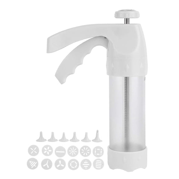 Cake Pattern Mould Cookie Pattern Kit White Barrel Decorating Tool With 12 Cake Mould And 6 Decorating Nozzles For Cake Dessert DIY Maker And Decoration Baking Supplies