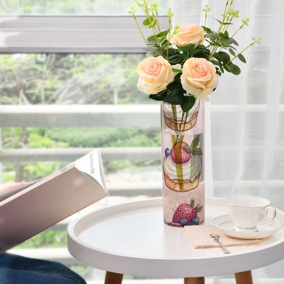 Cake Pattern Plastic Vase 11.8'' x 3.9'' Transparent Non Breakable Decorative for Family