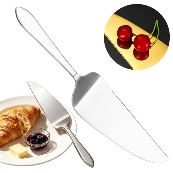 Cake Pie Server, Stainless Steel Pizza Pastry Cake Slicer Server, Cake Cutter with Serrated Edges for Kitchen, Restaurants, Wedding, Birthdays and Parties, Silver