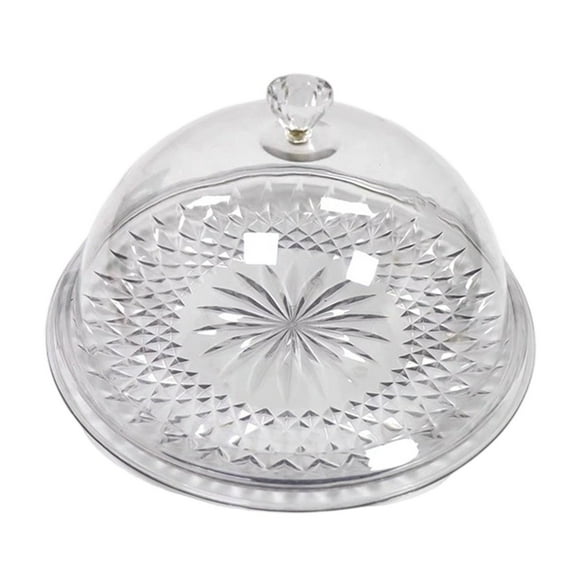 Cake Plate Cookie Tray Food Platter with Dustproof PET Lid for Kitchen Fruit Shop and Appetizer Service