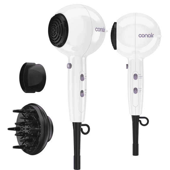 Conair Cake Pop Hair Dryer with Diffuser & Concentrator Attachments, Sugar Glaze, 1 Count