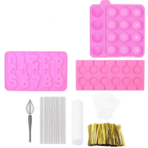 Cake Pop Maker Kit, Food Grade Silicone Mold Set, 855 Pieces Complete DIY Baking Tool Set, For Homemade Lollipop Chocolate Candy Cake Decorating Birthday Party Holiday Treat Making