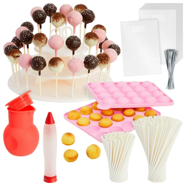 Cake Pop Maker Kit, Form, Stand, Cellophane Bags and Twist Ties (404 Pieces)