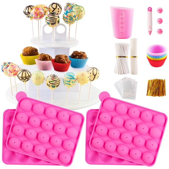 Cake Pop Maker Kit Pink 9.06*7.48*1.57 inch Baking and Decorating Set