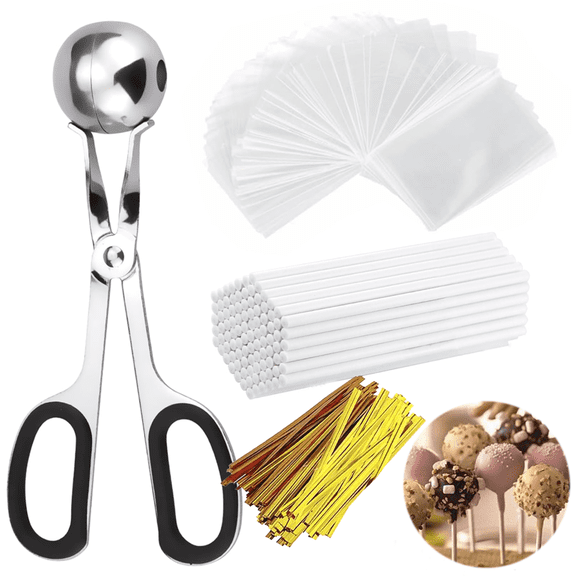 Cake Pop Maker Tools for Lollipops, Candies, Chocolates, Including 100Pcs Cake Pop Sticks, 100Pcs Parcel Bags, 100Pcs Twist Ties and 1 Cake Pop Mold