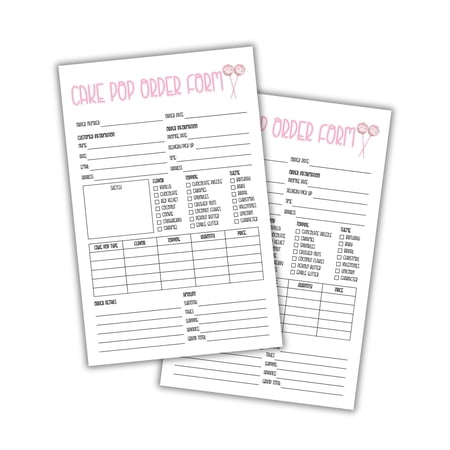 Cake Pop Order Form Fliers Cards 50pk 5.5x8.5 Care Instruction Cards Client Menu Ingredients Labels Cake Care Instructions Storage