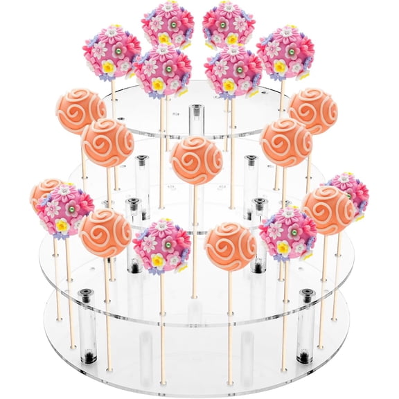 Cake Pop Stand, 36 Holes Acrylic Cake Pop Holder, 3 Tiers Clear Lollipop Holder for Display Candy Dessert, Lollipop Stand for Birthday Parties Weddings Halloween