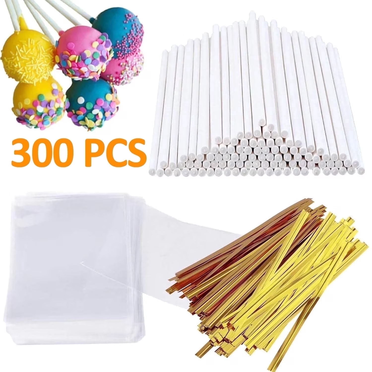 Pop Wrapping Cake Pop Sticks and Wrappers Kit,Including 100ct 6-inch Paper Lollipop ...