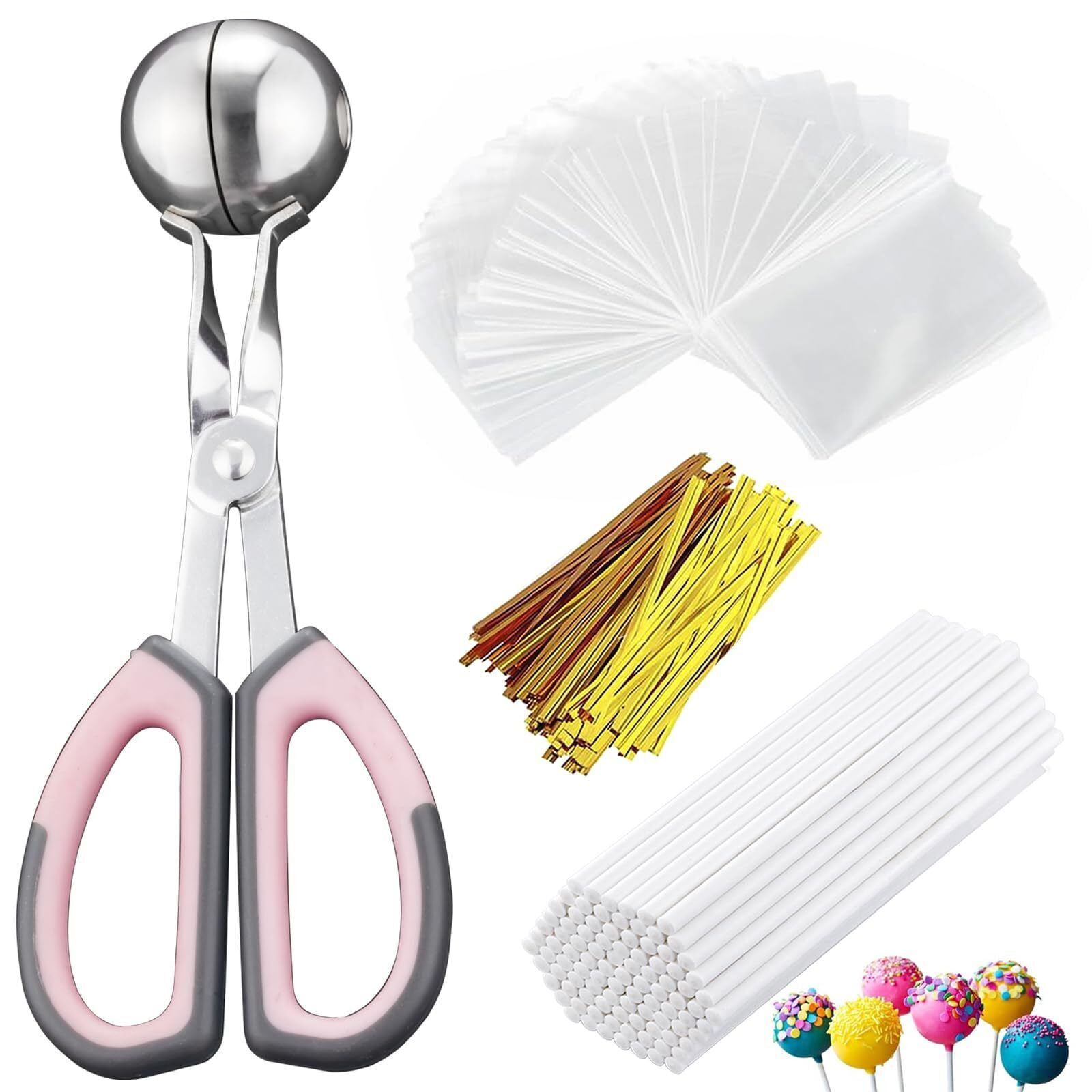 Cake Pop Sticks and Wrappers Kit,Cake Pop Maker for Cakepops,Lollipop ...